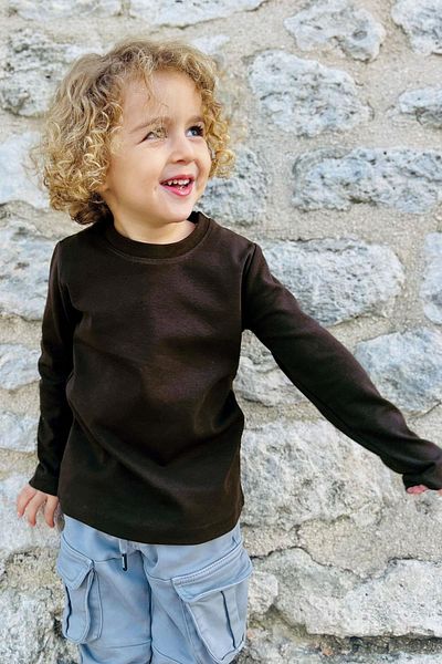 Breeze Тениска за момче - дълъг ръкав, Basic 4-8 Years, Bitter Brown