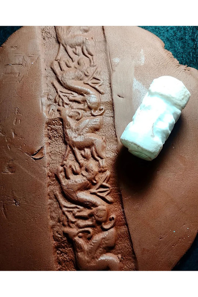 Enbceramic 8 Cm Doku Silindiri Sümer Antik Silindir Mühür Seramik Polimer Kil...