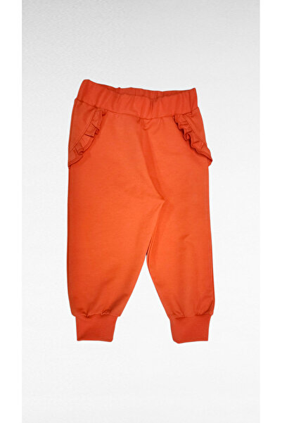 AHMERA Orange Young Normal Fit Pocketless Ruffled Seasonal Jogger Sweatpants