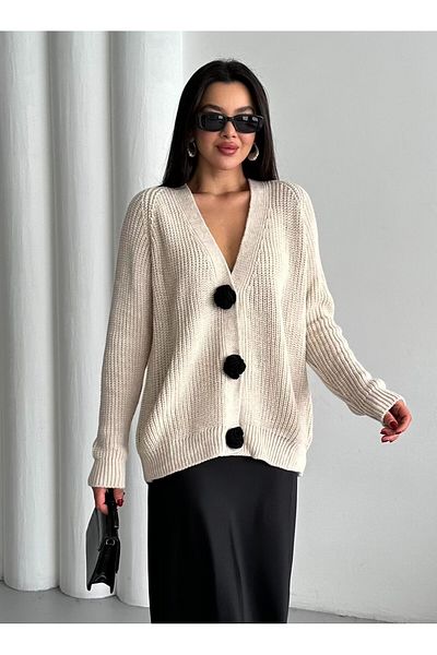 Laluvia Stone Premium Floral Buttoned Cardigan - 4511