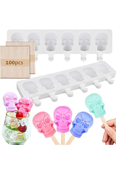 Arabest قالب مصاصة على شكل جمجمة كيك سهل الفتح وقابل لإعادة الاستخدام، قطعتان...