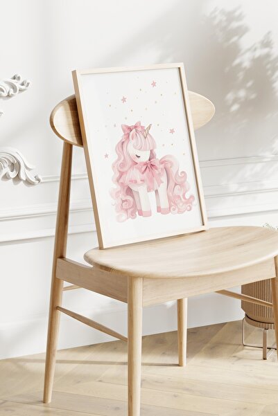 Home 3'lü Tatlı Pudra Pembesi Set, Çocuk ve bebek Odası 3'lü Kız Çocuk Odası Dekoru, Çerçevesiz Set