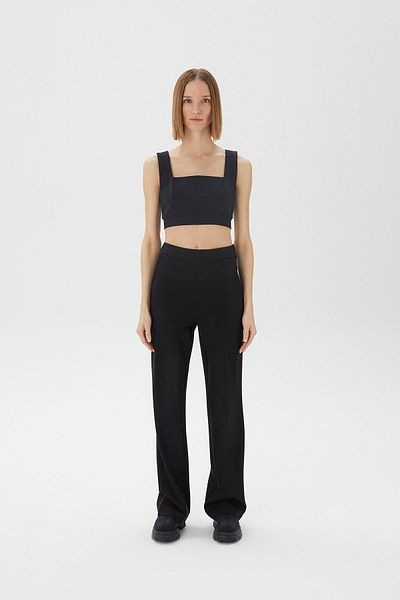 Rue Studio Crop Top negru cu bretele