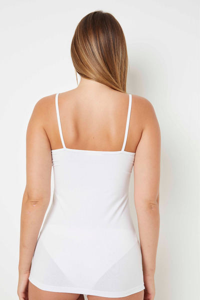 Sevim Дамска бяла дантелена тениска