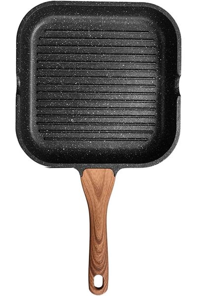 COOYA Nonstick Grill Pan for Stove Tops,Granite Coating Square Grill with Pour Spouts, Versatile Griddle P