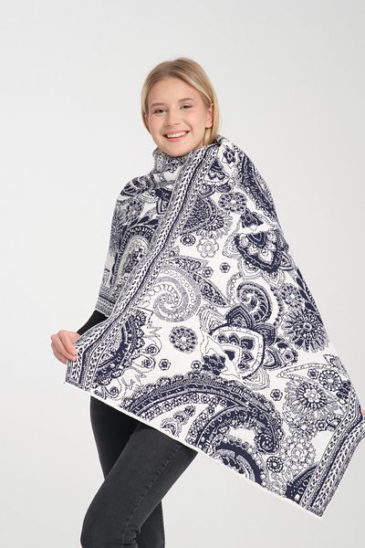 Wega Moda Ethnic Patterned Comfortable Knitwear Shoulder Shawl - Two-Way Use
