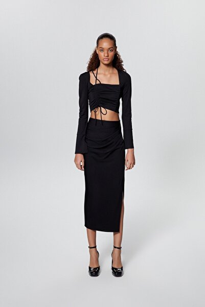 rue Бюстгальтер з деталями, чорний кроп-топ