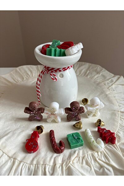 flame candle Hediyelik , Yılbaşı Temalı , 10’lu Amber Kokulu Buhurdanlık Mumu