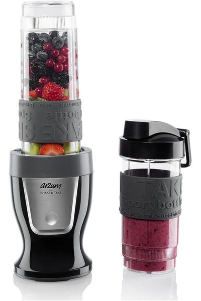 Arzum AR1032 Shake'n Take Personal Smoothie Blender, Schwarz (300 W, 2 Flaschen)