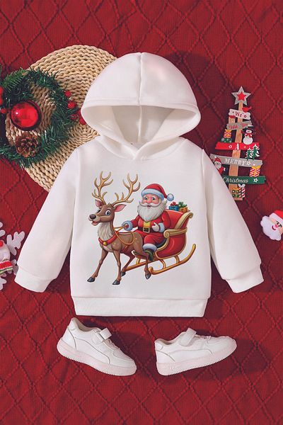 ADABEBEK Christmas Special Deer Santa Claus Printed Baby Sweatshirt 23070