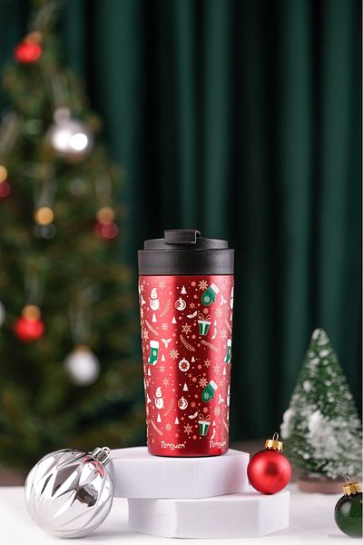 Penguen 380ml Thermos Mug with Flip Lid, Stainless Steel and Vacuum Insulated - Christmas Gift