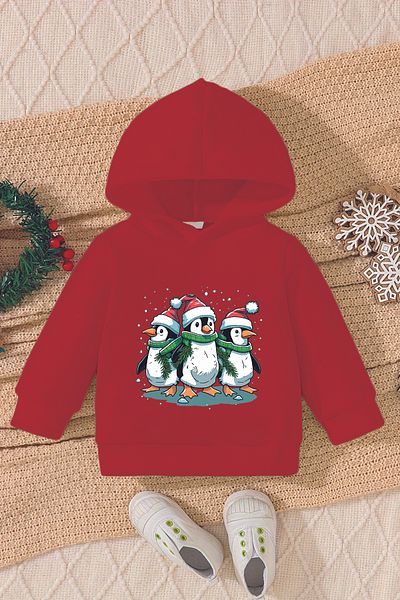 ADABEBEK New Year's Special Penguins Printed Baby Sweatshirt 10123