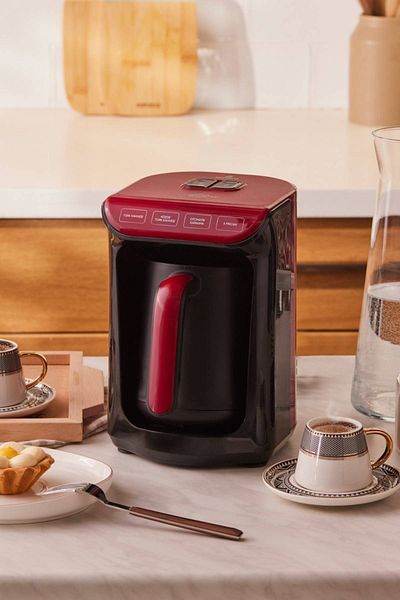 Karaca Hatır Közde Turkish Coffee and Turkish Coffee Machine Red 5 Cup Capacity with Plenty of Froth
