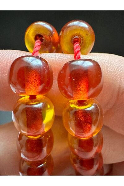 Kehribarstore Ottoman Model 99 Lux Fire Amber Prayer and Prayer Rosary - Gift Certified