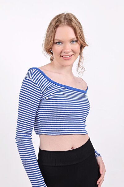 Rays Μπλούζα 9904 Saks ριγέ τετράγωνο λαιμόκοψη