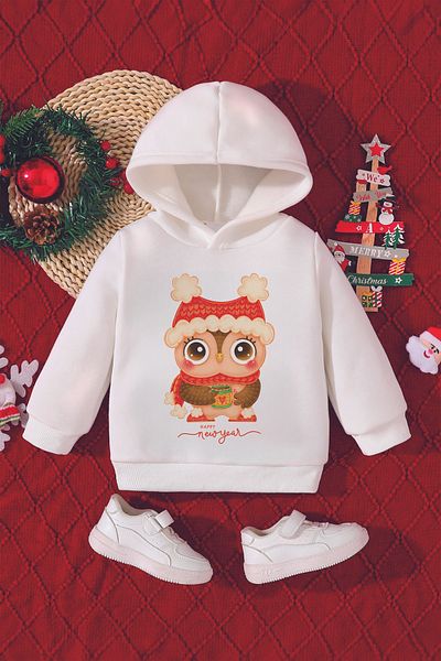 ADABEBEK Christmas Owl Printed New Year's Baby Sweatshirt - with Hat, Model 23176