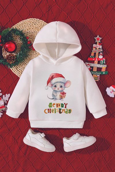 ADABEBEK Merry Christmas Mouse Printed New Year's Baby Sweatshirt - 10155