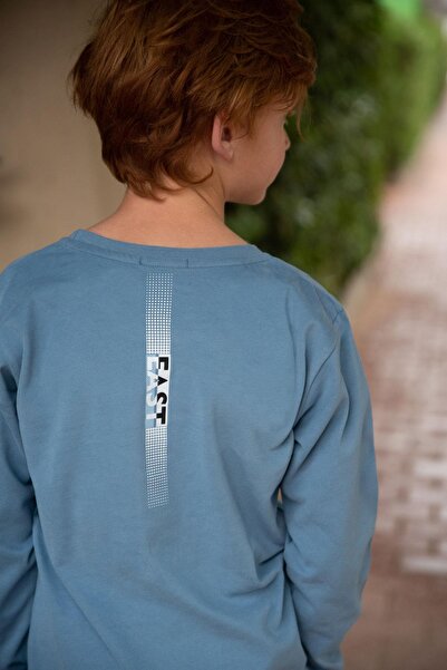 Breeze Хлопчача футболка з довгими рукавами з принтом, 6-12 років, індиго