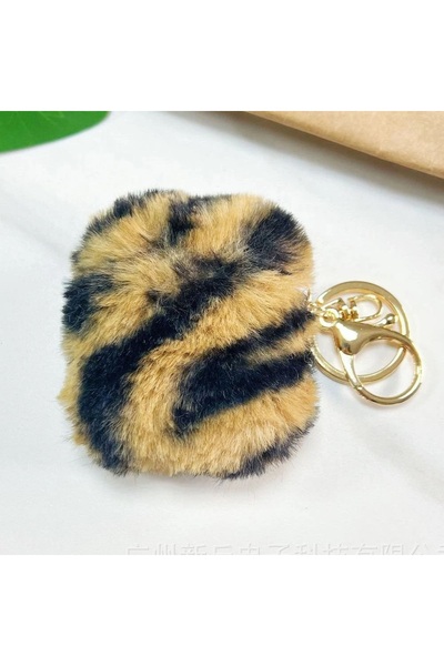 UnDePlus Apple Airpods 1. / 2. Nesil Uyumlu Kılıf Peluş Tüylü Pofuduk Ponçik Yumuşak Leopar Fil Köpek Desen