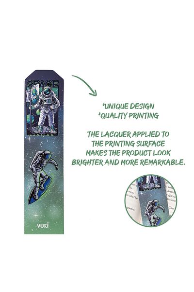VUKİ Semn de carte din hârtie cu model astronaut
