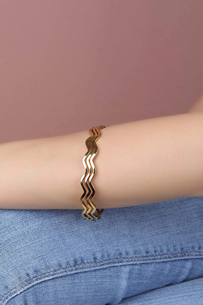 staınless steel Üçlü Ajda Zikzak Bilezik Kararmaz Paslanmaz Çelik