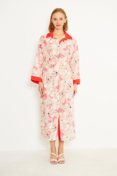 Kutaf Πορτοκαλί μακρύ φόρεμα με λουλουδάτο σχέδιο με ζώνη