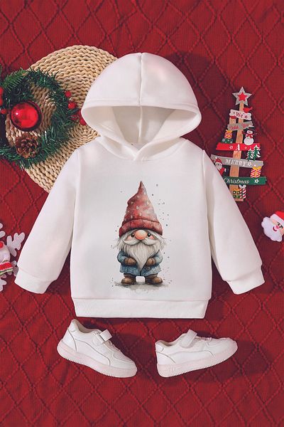 ADABEBEK Christmas Dwarf Printed New Year's Baby Sweatshirt - with Hat 23107