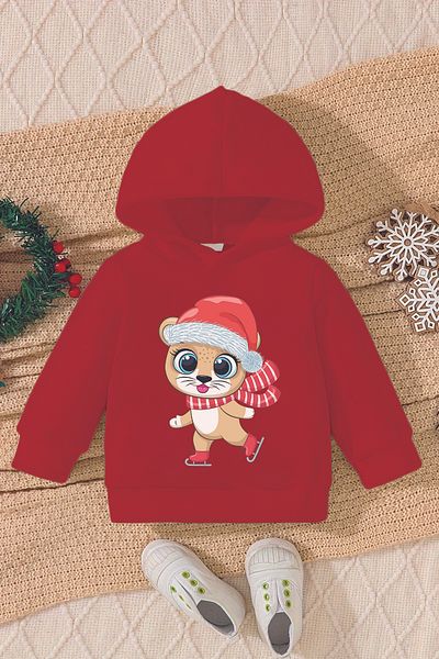 ADABEBEK Christmas Special Ice Skating Squirrel Printed Baby Sweatshirt 23204