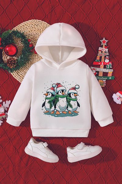 ADABEBEK New Year's Special Penguins Printed Baby Sweatshirt 10123