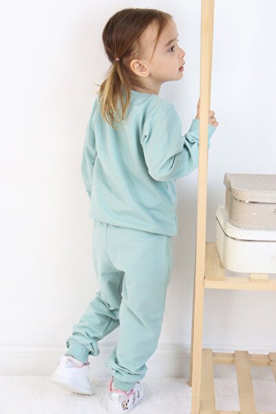 Breeze Girl's Tracksuit Set Happy Friends Printed Heart 1.5-5 Years, Water Green