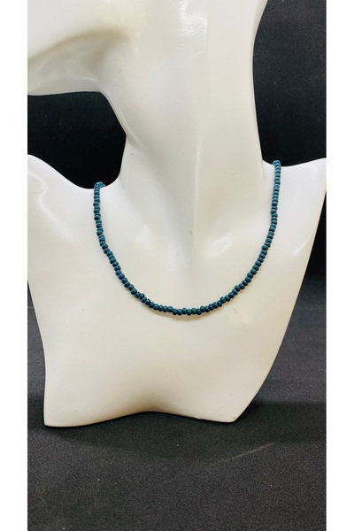 Porsuk Alternatif قلادة من اللؤلؤ الزجاجي مصنوعة يدويًا بصف واحد