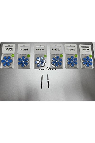 PHONAK İşitme Cihazı Pili 675. 5 Adet 5x6. 30 Tane Pil [Temizleme Fırçası ]