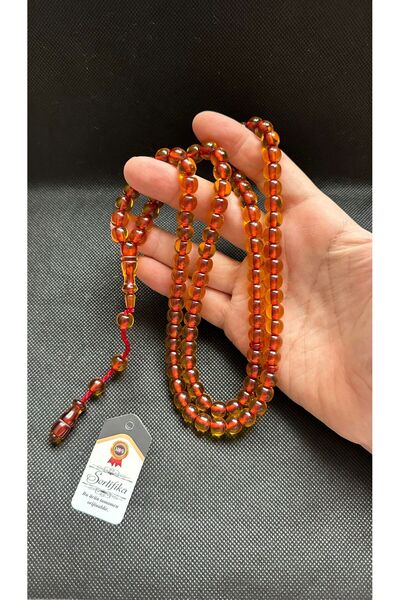 Kehribarstore Ottoman Model 99 Lux Fire Amber Prayer and Prayer Rosary - Gift Certified