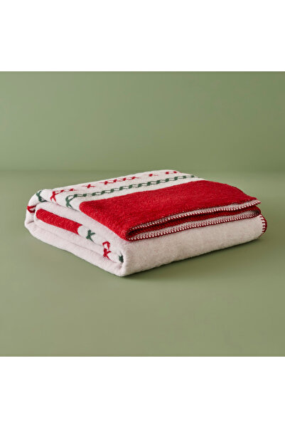 Bella Maison Jolly Mottolu Pamuklu Tv Battaniye Kırmızı-yeşil (130X170 CM)