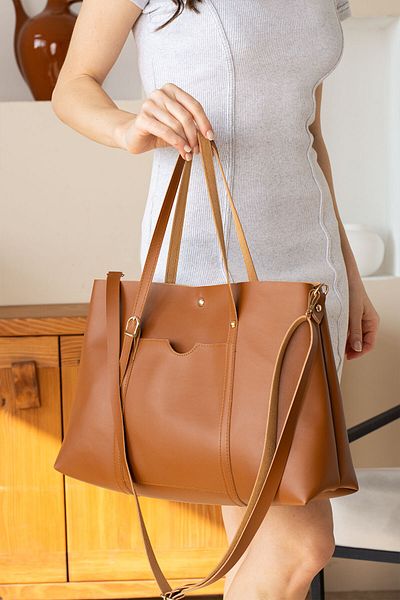 ESTUTE Women's Cross Strap Quality Leather Large Bag