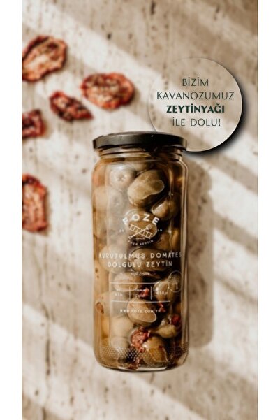 Foze Kurutulmuş Domates Dolgulu Yeşil Zeytin 450 gr - Soğuk Sıkım Sızma Zeyti...