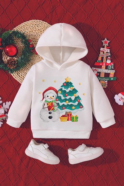 ADABEBEK New Year's Special Gift Snowman Printed Baby Sweatshirt 23191