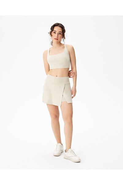 Ayma Active High Waist Viscose Shorts Skirt - Cream Ecovero™ Slit