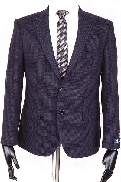 Jan Carlucci JAN CARLUCCİ Wool Men's Regular Fit Mono Collar Purple Drop 4 Single Jacket