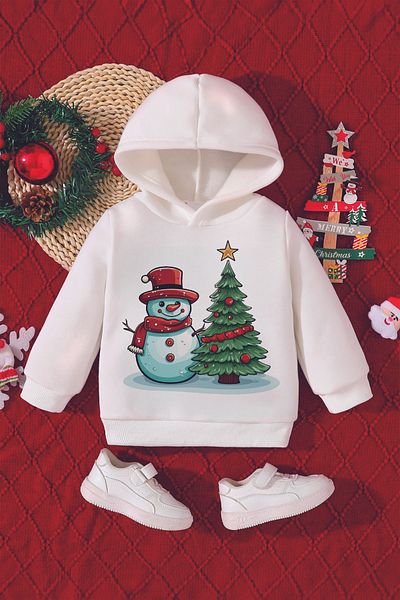 ADABEBEK New Year's Special Hat Snowman Printed Baby Sweatshirt 23074