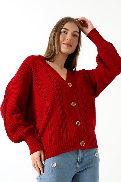 Devinka Knitted Patterned Knitwear Cardigan
