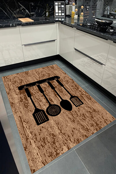 Bordo Halı KAHVERENGİ Yıkanabilir Kaymaz Taban Halı Salon Dekor Yolluk Korido...