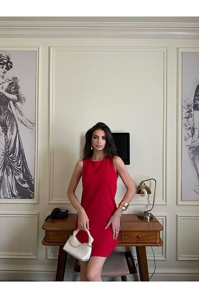 LOCH BUTİK ROCHIE MINI ROȘU DE FEMEI cu gât roșu