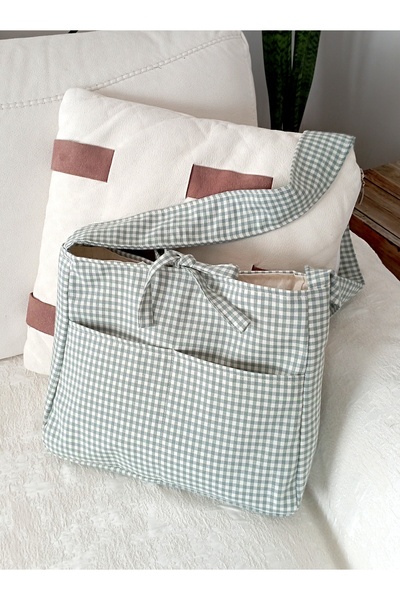 Mufincollection Τσάντα από ύφασμα λινό με καρό - Τσάντα καθημερινής χρήσης - ...