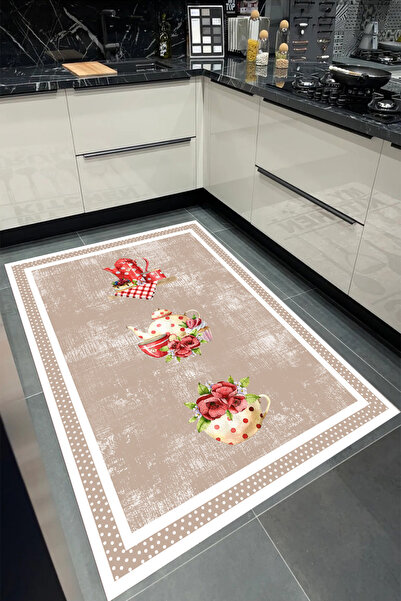 Bordo Halı VİZON BEYAZ Yıkanabilir Kaymaz Taban Halı Salon Dekor Yolluk Korid...