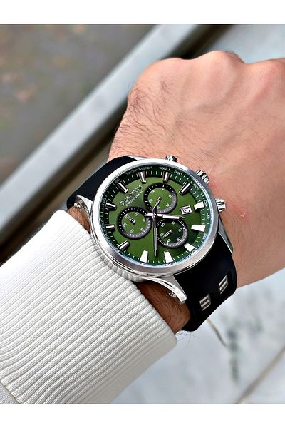 Quantum Functions Active 10 Atm Waterproof Black-Green Color Steel Case Men's Wristwatch 1020.357