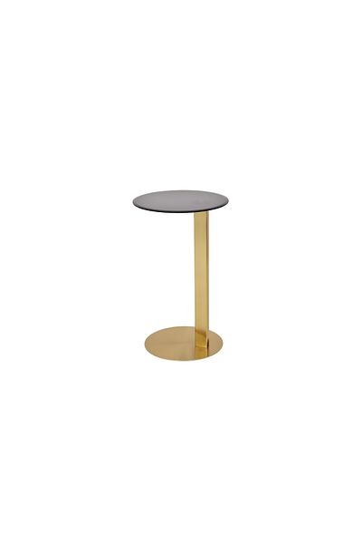 Areka Golden Service Table, Golden Iron Base, Black Glass Top