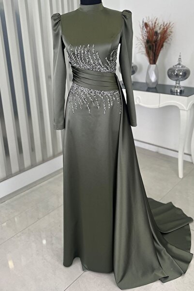 Esilanur Ceyla Kuyruklu Tesettür Abiye Haki