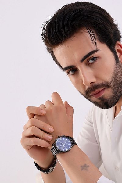 Güncel Vitrin Premium Infinity Black/Silver Ipc Plated Men's Wrist Watch