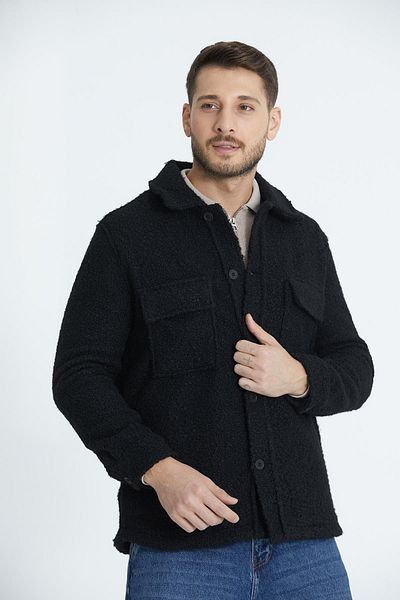 Store 100% Cotton, Shirt Collar, Button Men's Welsoft Plush Jacket